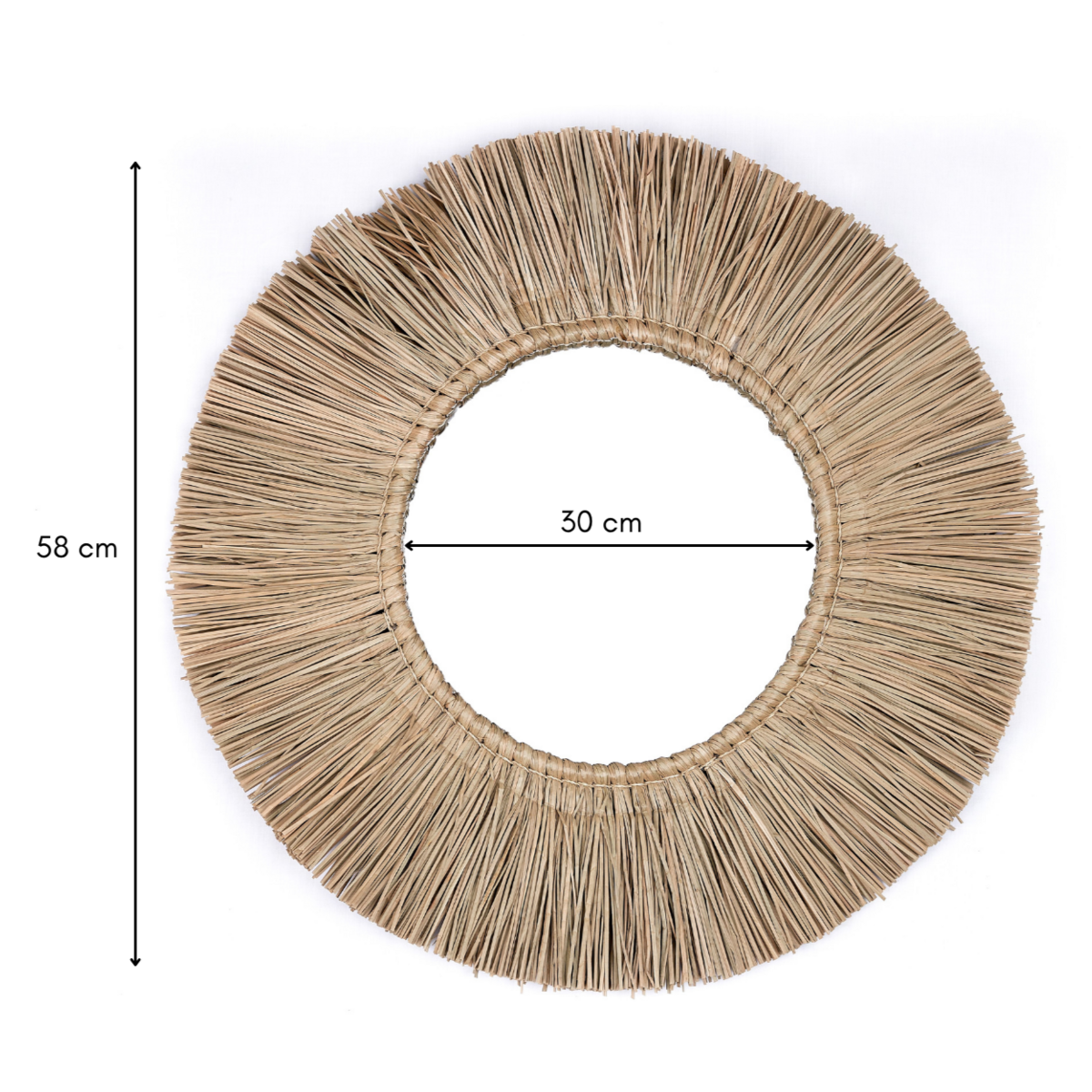 Wall Mirror from Seagrass Round with 60 cm Diameter RIMBA by Soeji