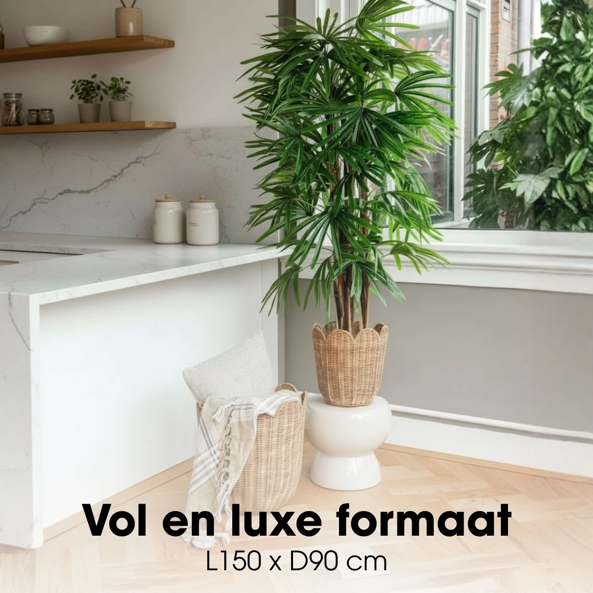Artificial plant Raphis Palm Green by Mica Decorations