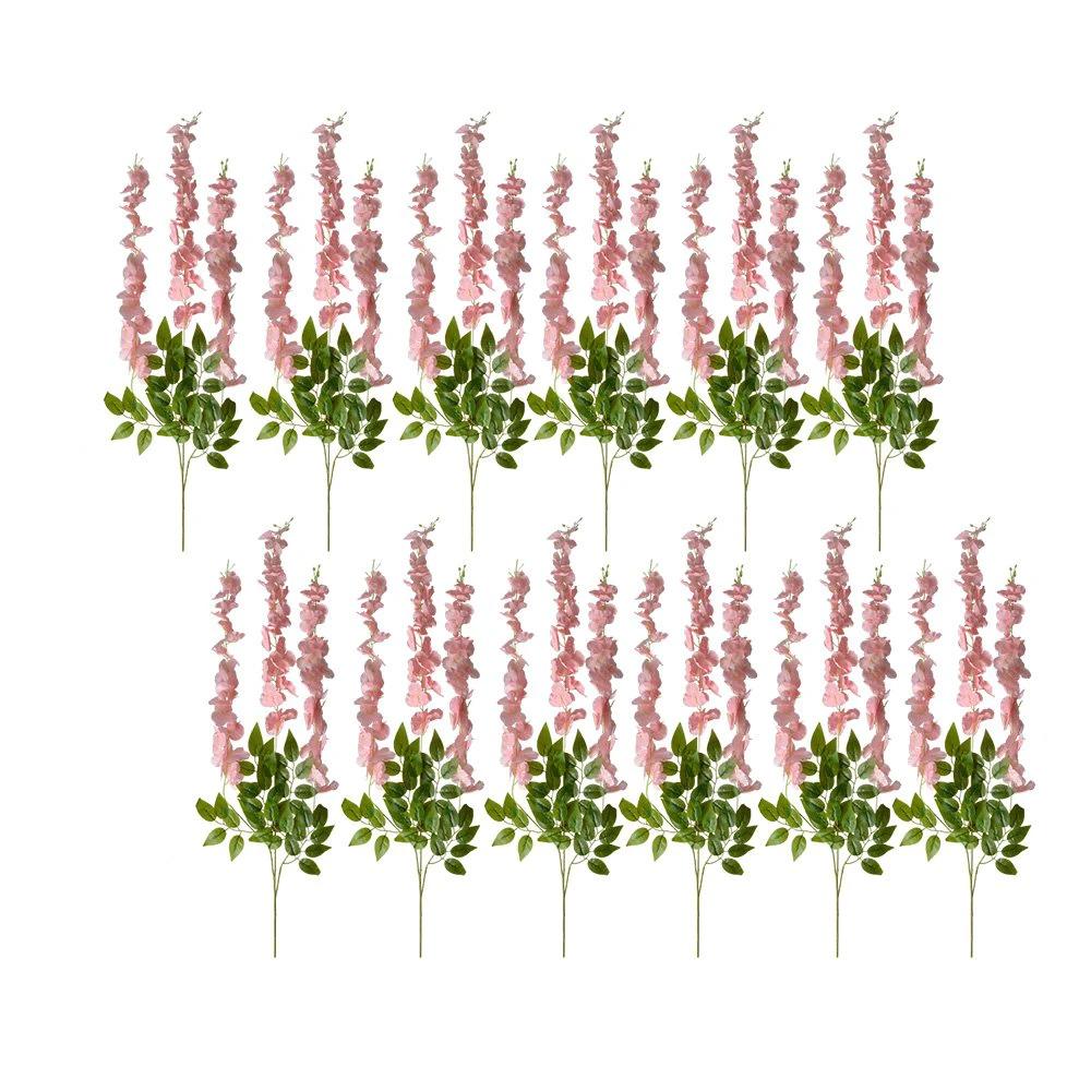 Artificial Flowers Set of 12 110 cm Pink Plastic by Clayre & Eef.