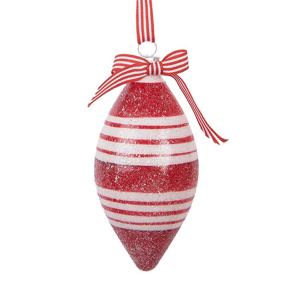 Christmas bauble Ø 6x12 cm red white glass by Clayre & Eef.