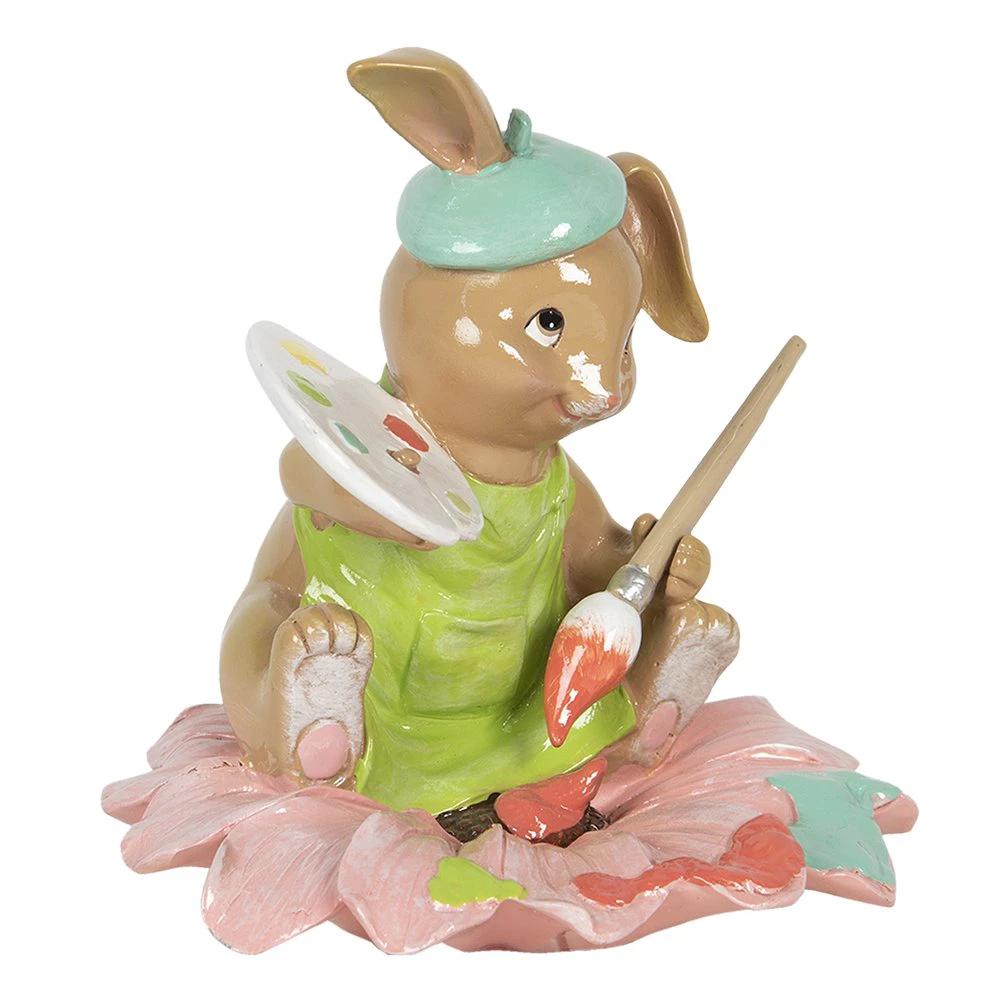 Decoration rabbit sitting on a flower 15x15x15 cm by Clayre & Eef.