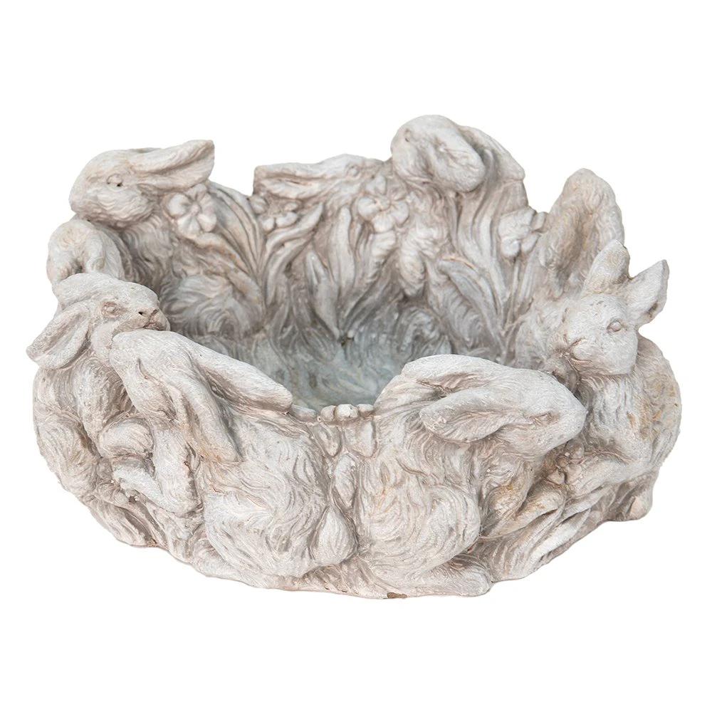 Blumentopf Kaninchen Ø 27x12 cm Beige Stein Pflanzenhalter von Clayre & Eef.