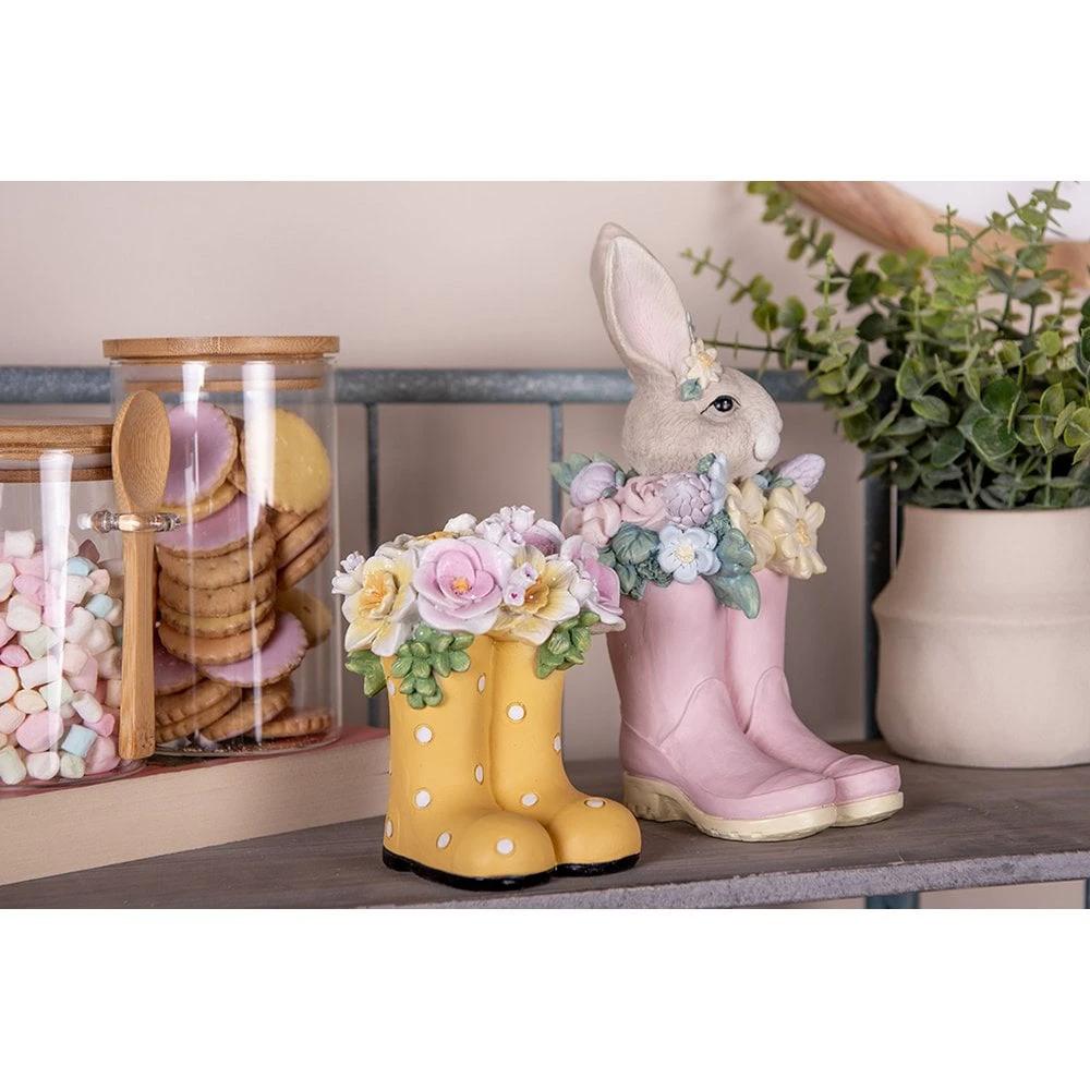 Decoration image rabbit 13x13x23 cm beige pink plastic by Clayre & Eef.
