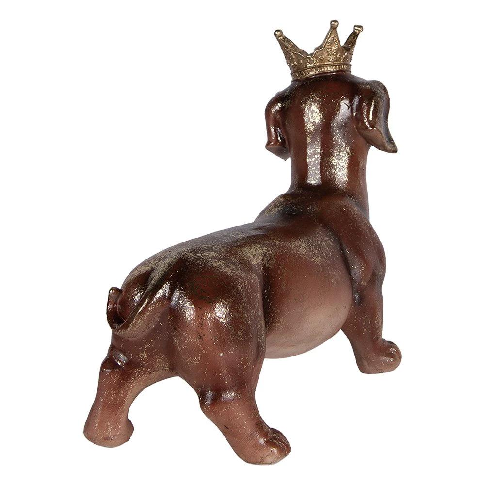 Decoration Statue Dog Dachshund 35x14x28 cm Brown Plastic by Clayre & Eef.