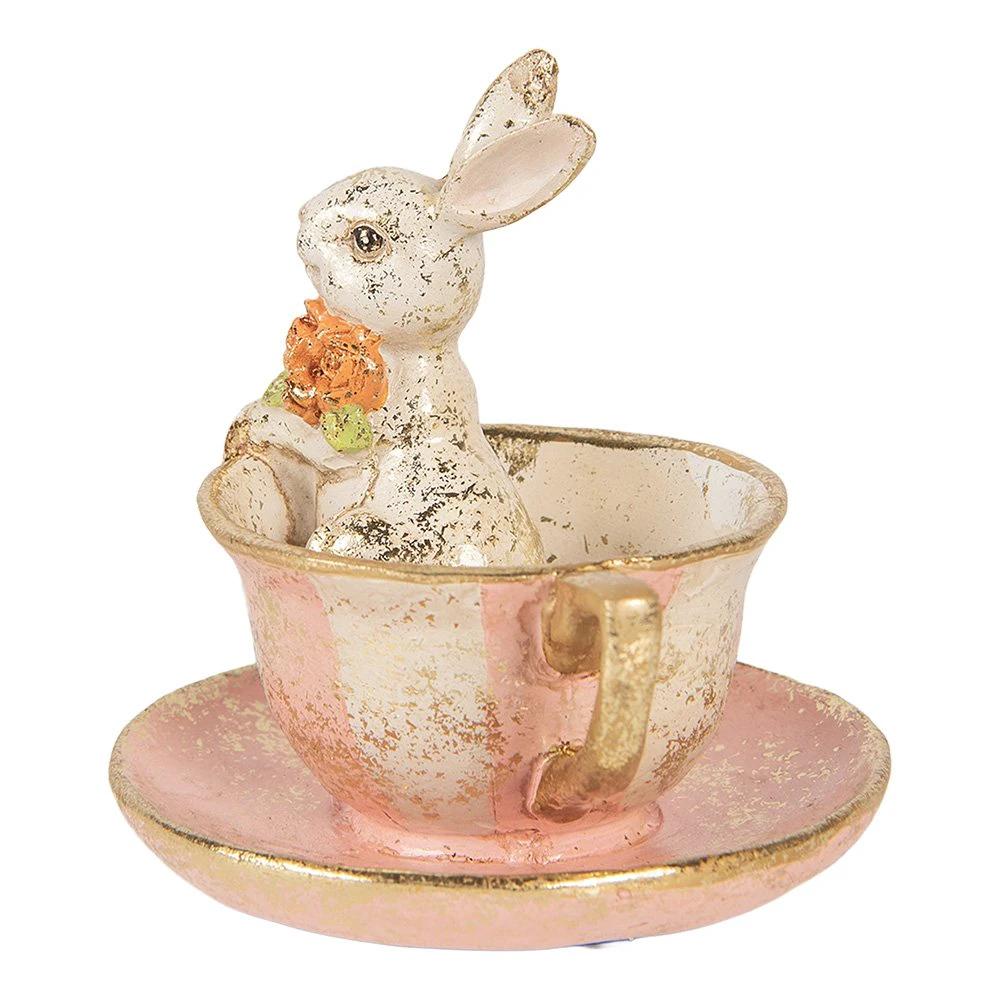 Decoration Statue Rabbit Ø 12x12 cm Beige Plastic by Clayre & Eef.