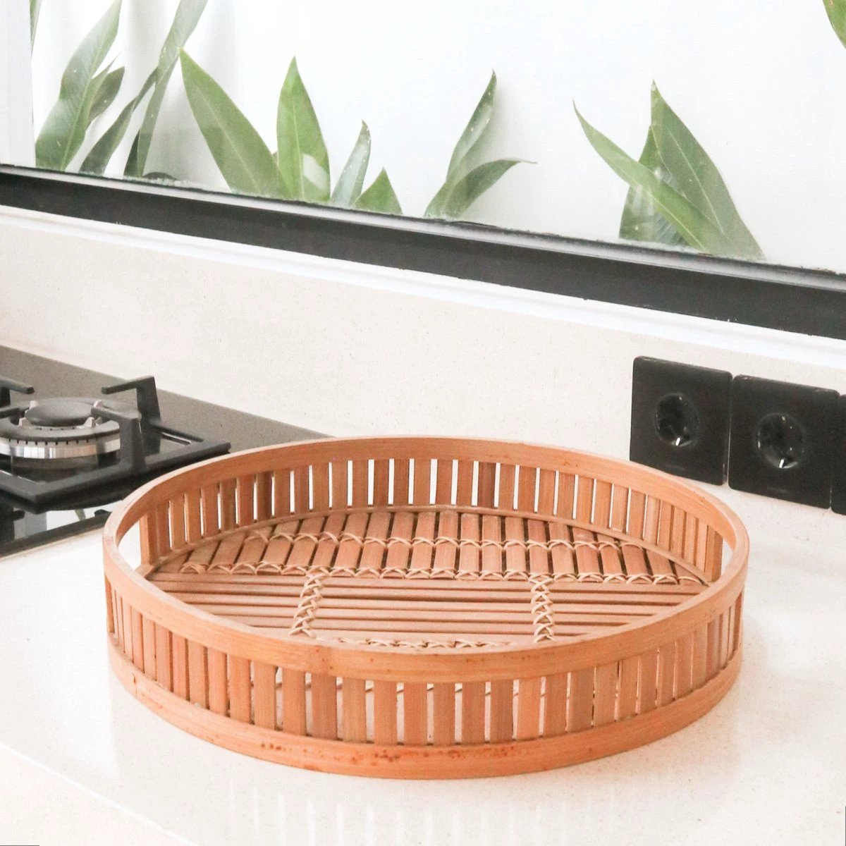 Decorative Bamboo Tray Serving Tray Round Ø 40 cm SENAYAN by Soeji