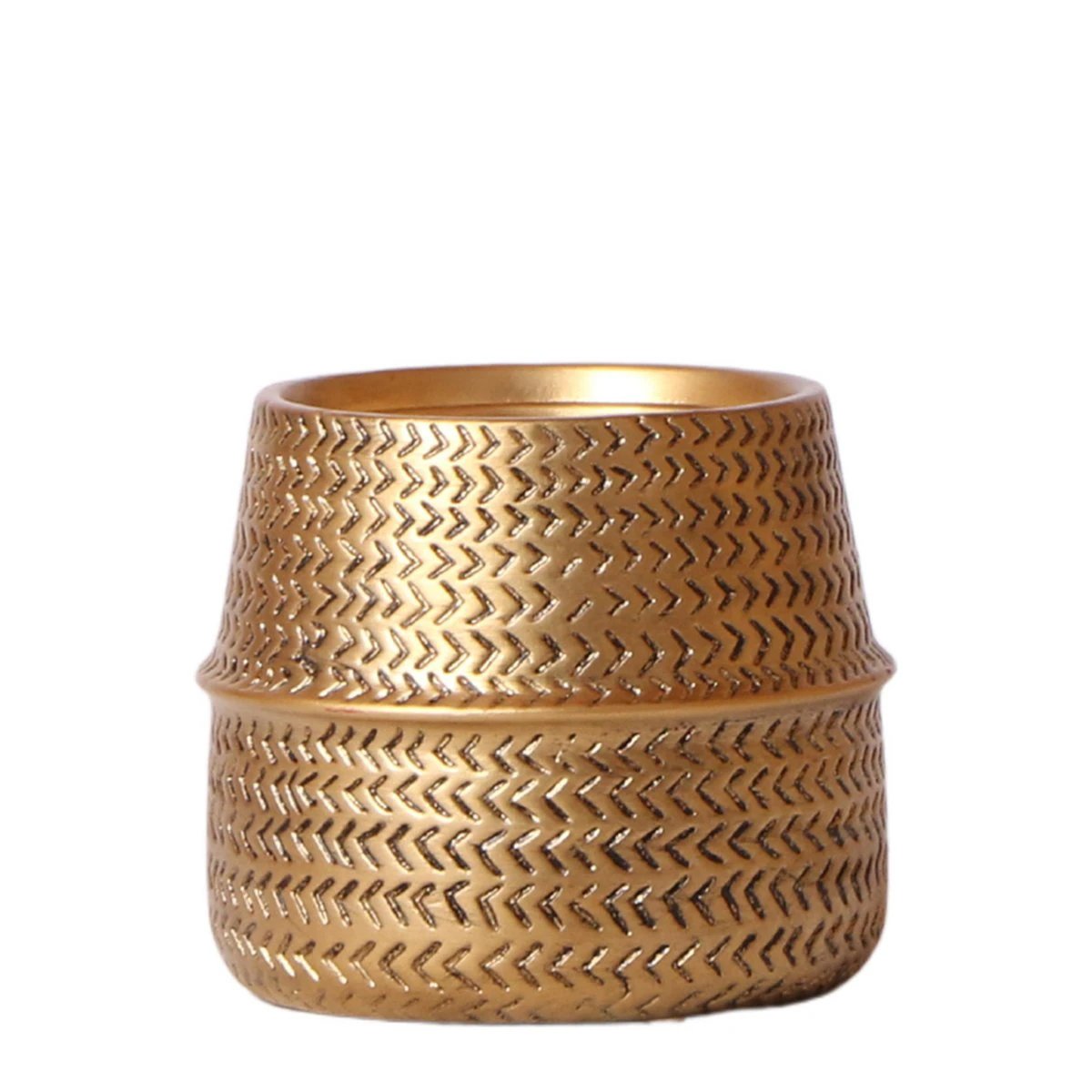 Hummingbird Home | Groove flower pot - Golden ceramic decorative pot - pot size - Ø9cm by Kolibri Company