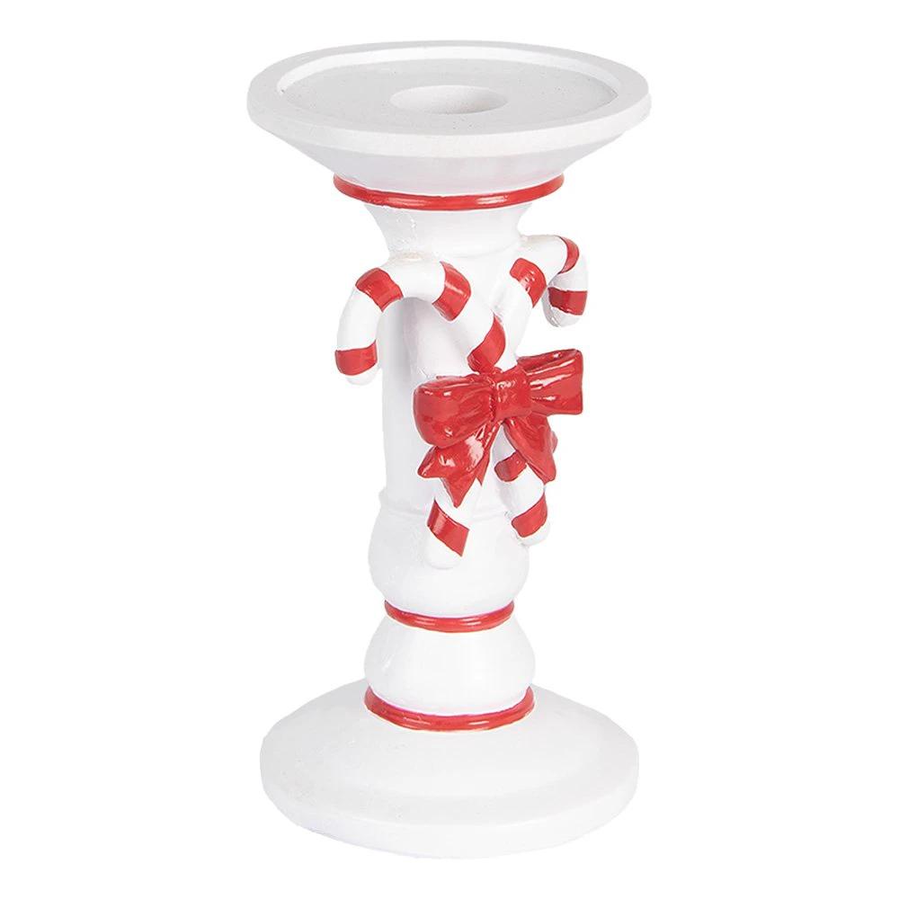 Candlestick Ø 9x18 cm white plastic by Clayre & Eef.