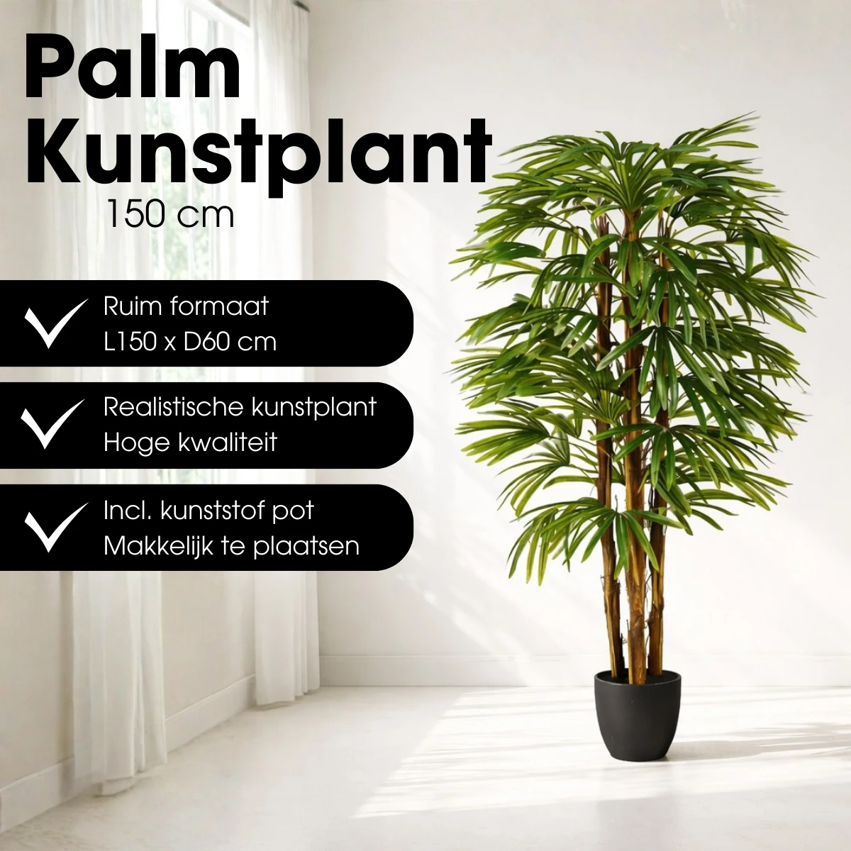 Artificial plant Raphis Palm Green by Mica Decorations