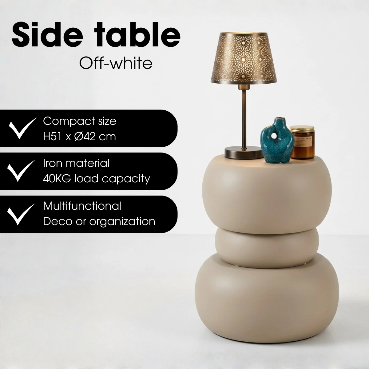 Side table Zea Off-white by Mica Decorations