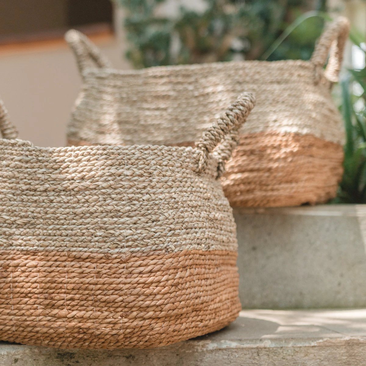 Storage Basket | Laundry Basket | Plant Basket MAJALENGKA (natural) made from Banana Fibre & Seagrass (3 sizes) by Soeji