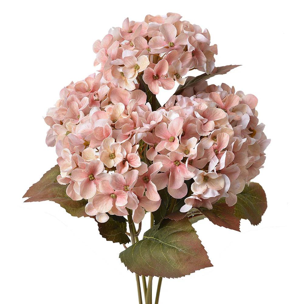 Artificial Flower Hydrangea 44 cm Pink Plastic Artificial Plant by Clayre & Eef.