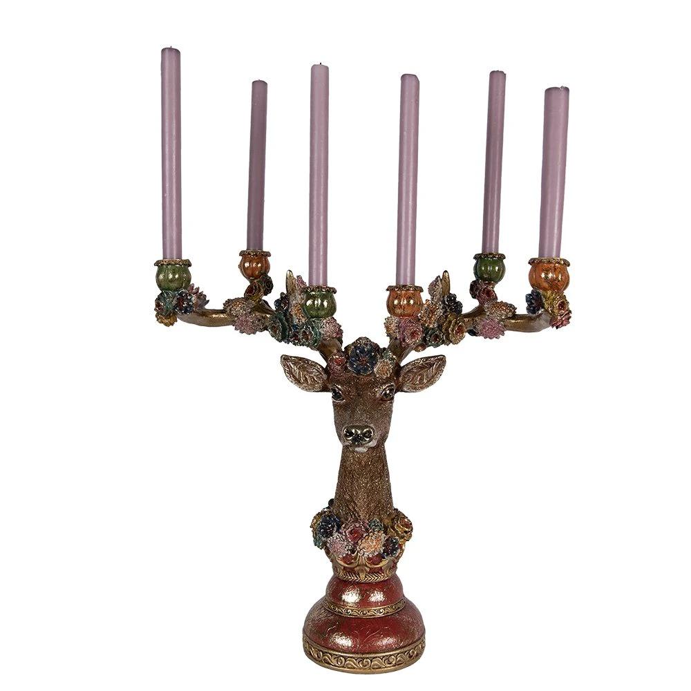 Candlestick Heart 51x21x50 cm Brown Plastic by Clayre & Eef.