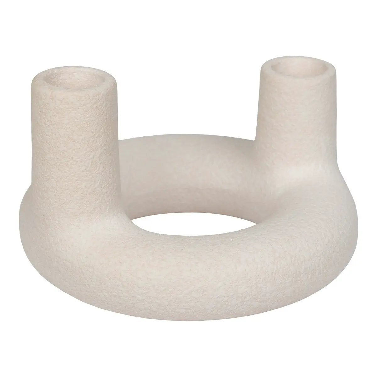 Candle Holder - Ceramic, Beige - Ø13x8.5 cm by EMIRELLE