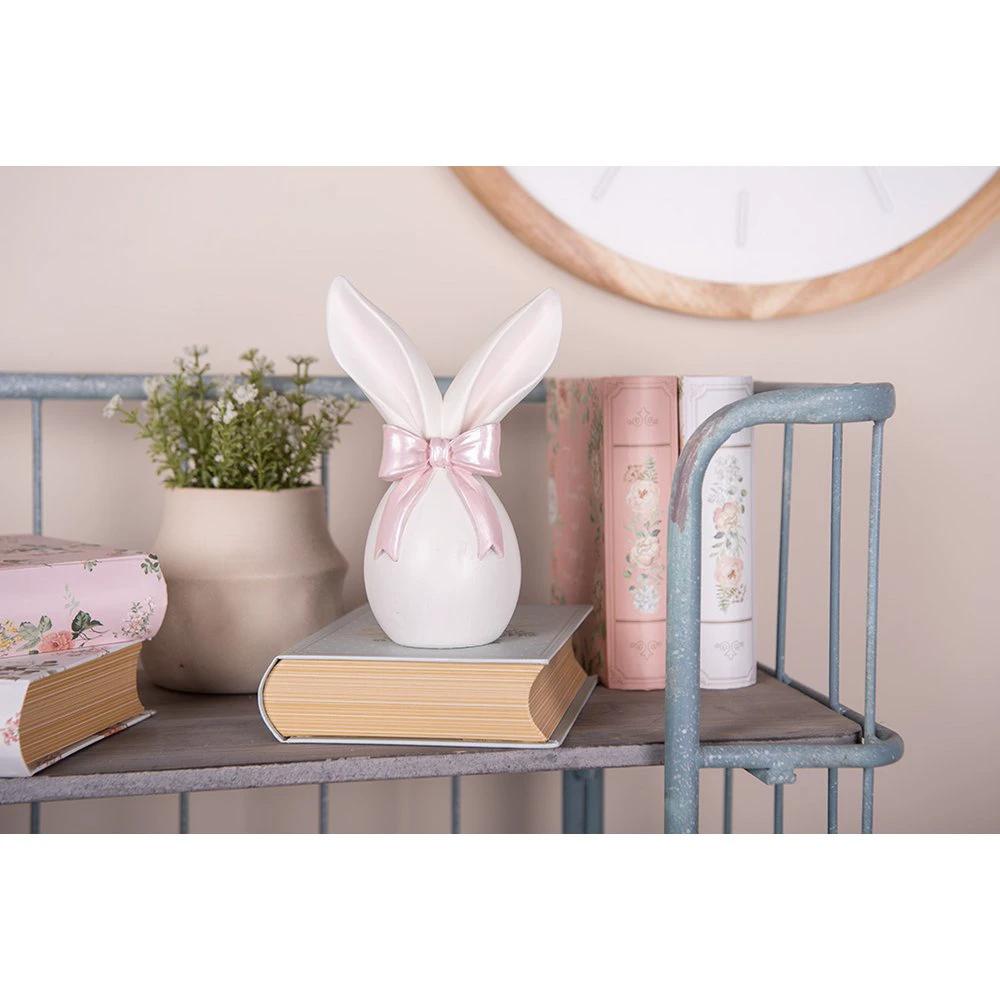Decoration image rabbit 12x8x18 cm white pink plastic by Clayre & Eef.