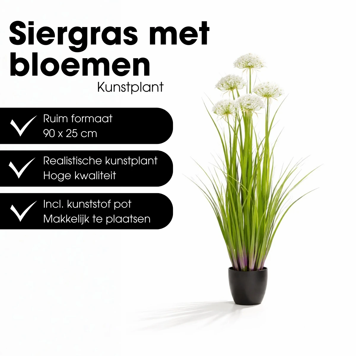 Artificial Plant Ornamental Grass White by Mica Decorations