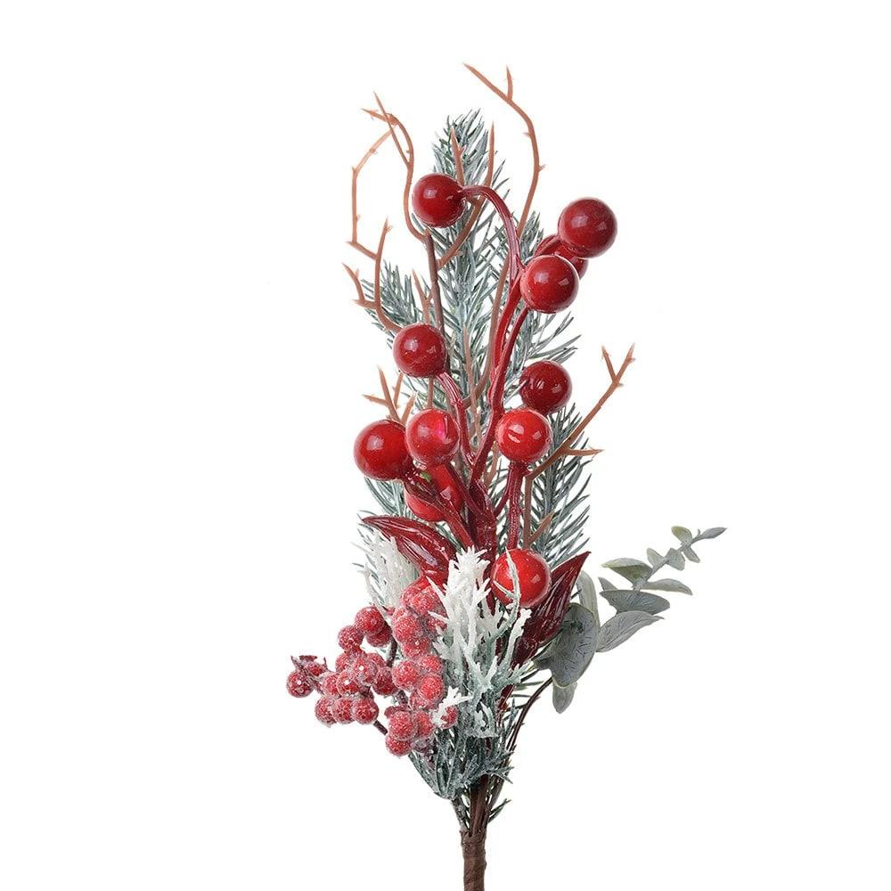 Decoration Branch 27 cm Red Green Plastic Christmas Decoration by Clayre & Eef.