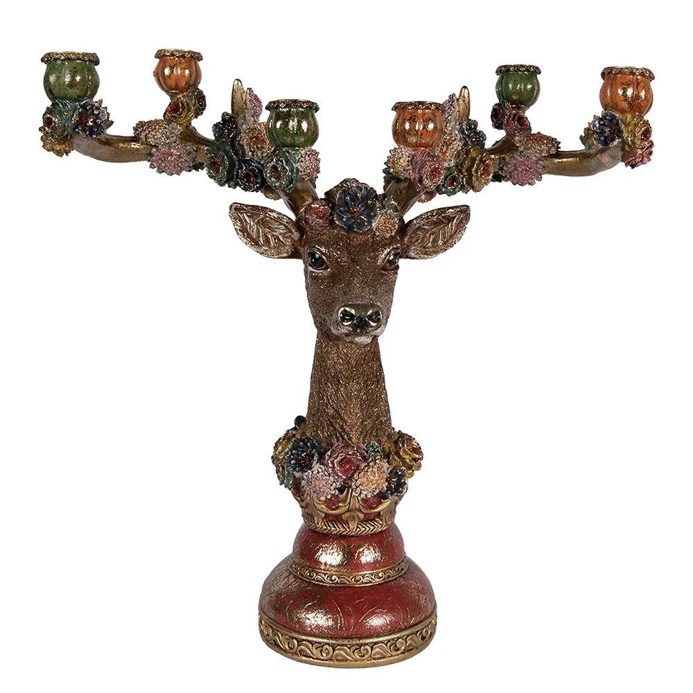 Candlestick Heart 51x21x50 cm Brown Plastic by Clayre & Eef.