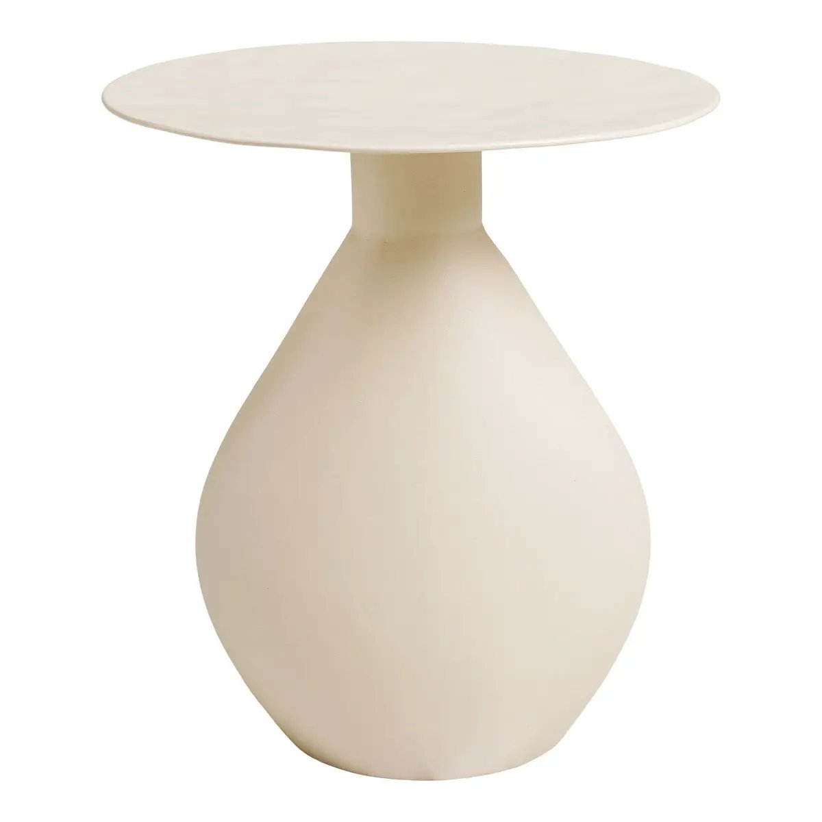 Calais Side table, metal/enamel, off-white, ø36x40 cm by EMIRELLE