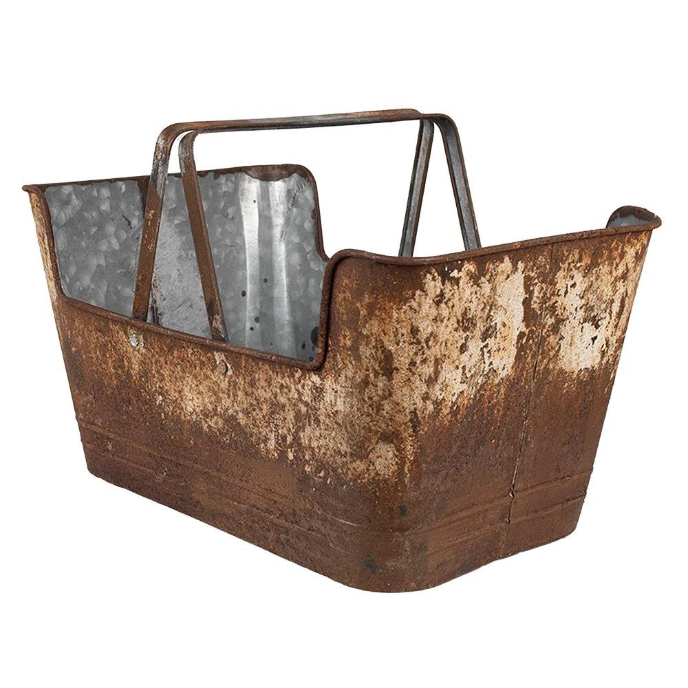 Pflanzenhalter 45x28x23 cm brauner Eisen-Blumentopf innen von Clayre & Eef.