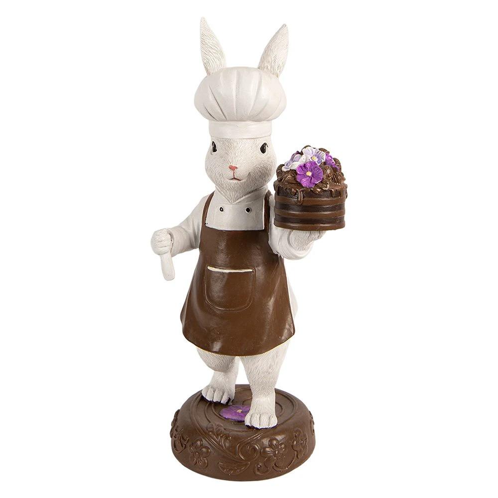 Decoration Statue Rabbit 15x11x32 cm White Plastic by Clayre & Eef.