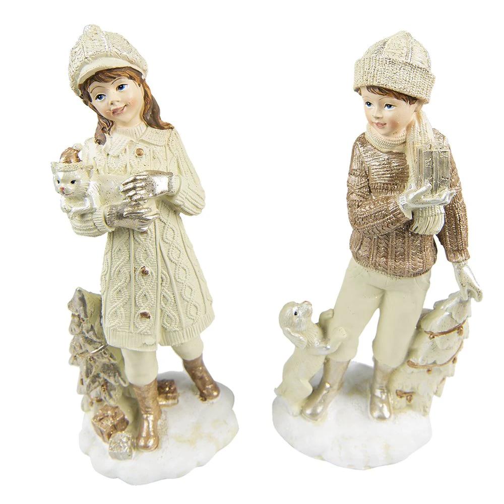 Image set of 2 children 22 cm Beige Polyresin by Clayre & Eef.
