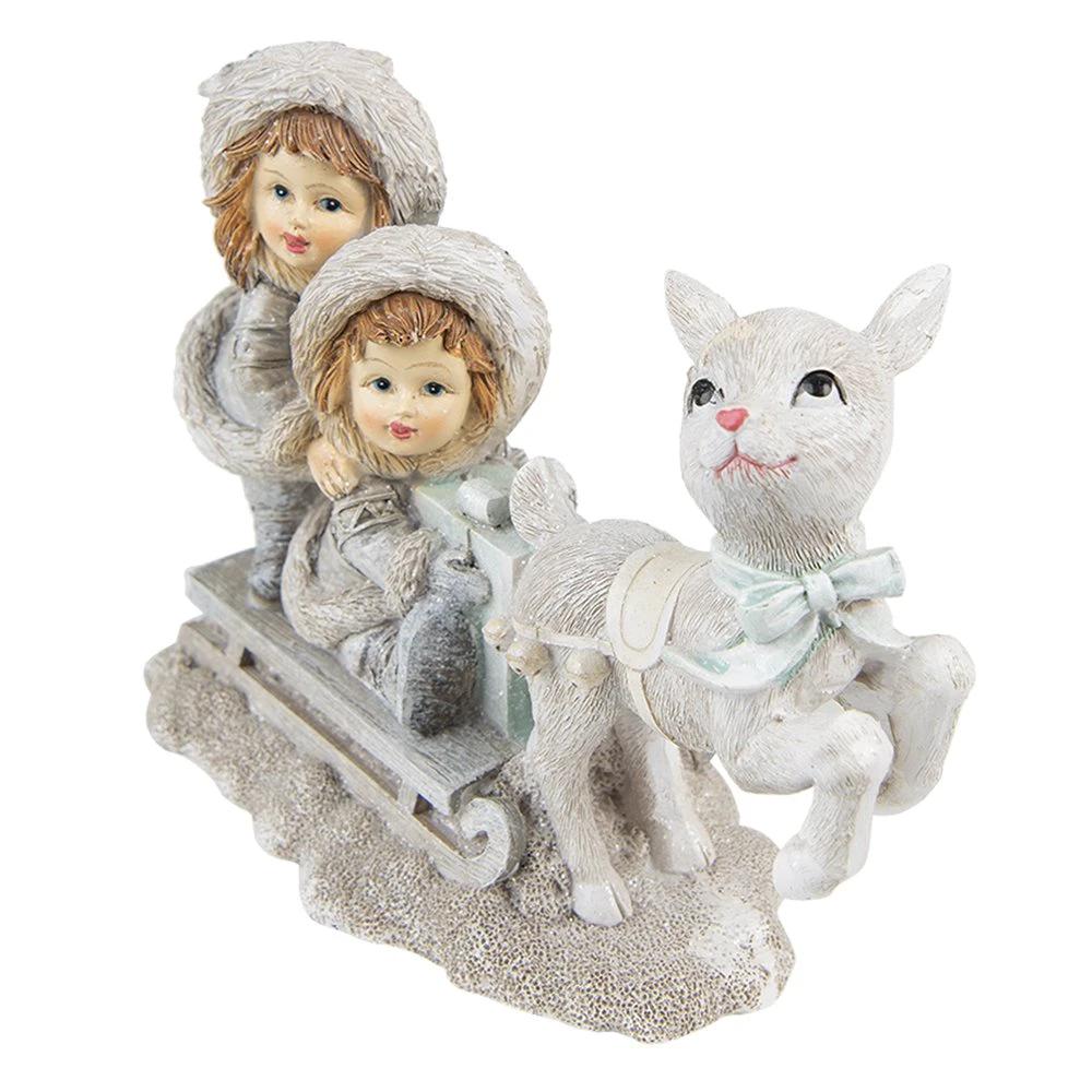 Dekoration Kinder auf Schlitten 16x7x12 cm von Clayre & Eef.