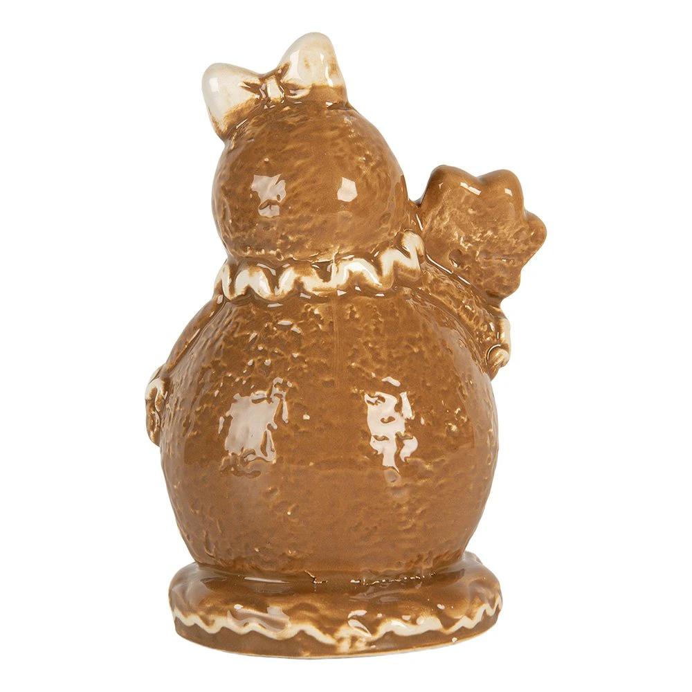 Christmas decoration Snowman 9x7x13 cm Brown Ceramic by Clayre & Eef.