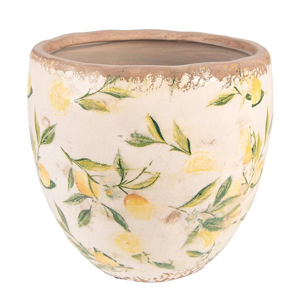 Blumentopf Ø 19x19 cm gelb Keramik Zitronen-Blumentopf für den Innenbereich von Clayre & Eef.
