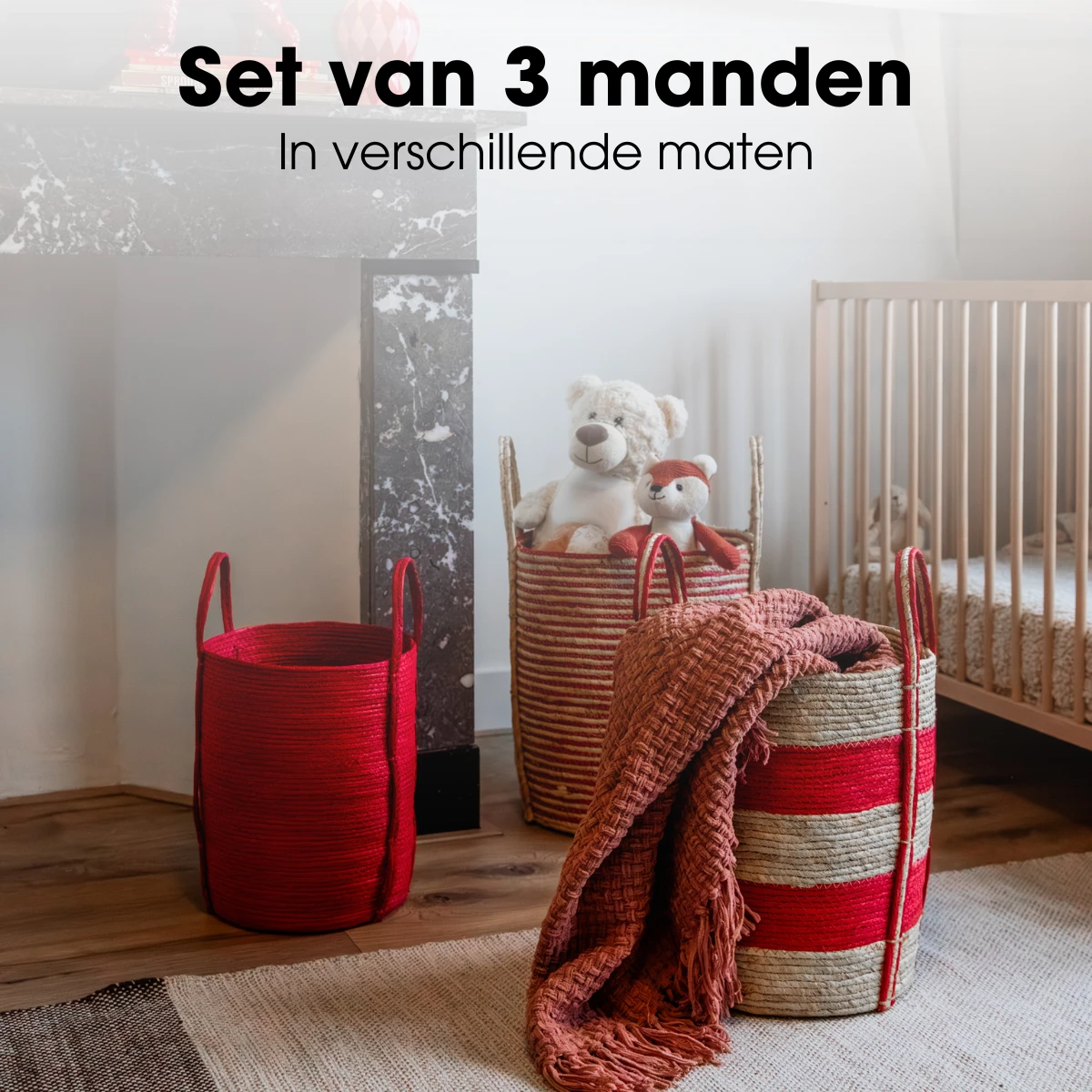 Plantenmand set Rood by Mica Decorations