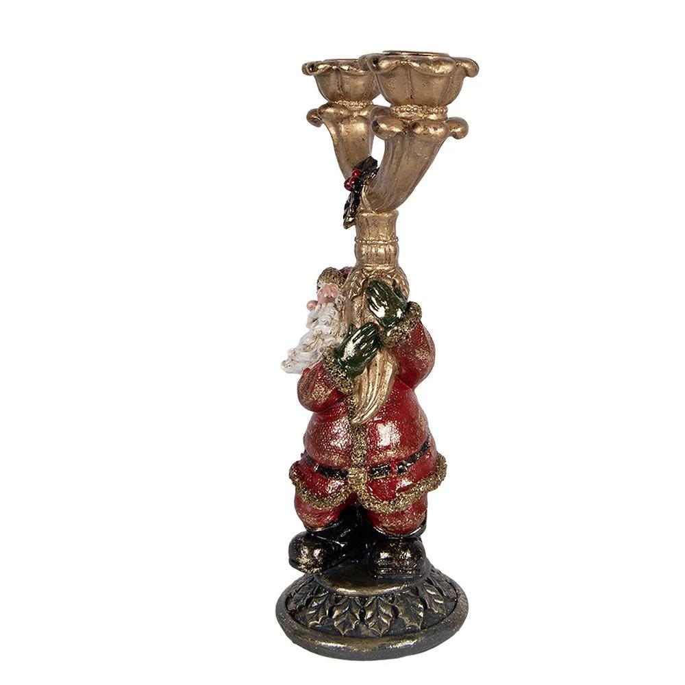 Candlestick Santa Claus 17x10x28 cm Gold-colored Plastic by Clayre & Eef.