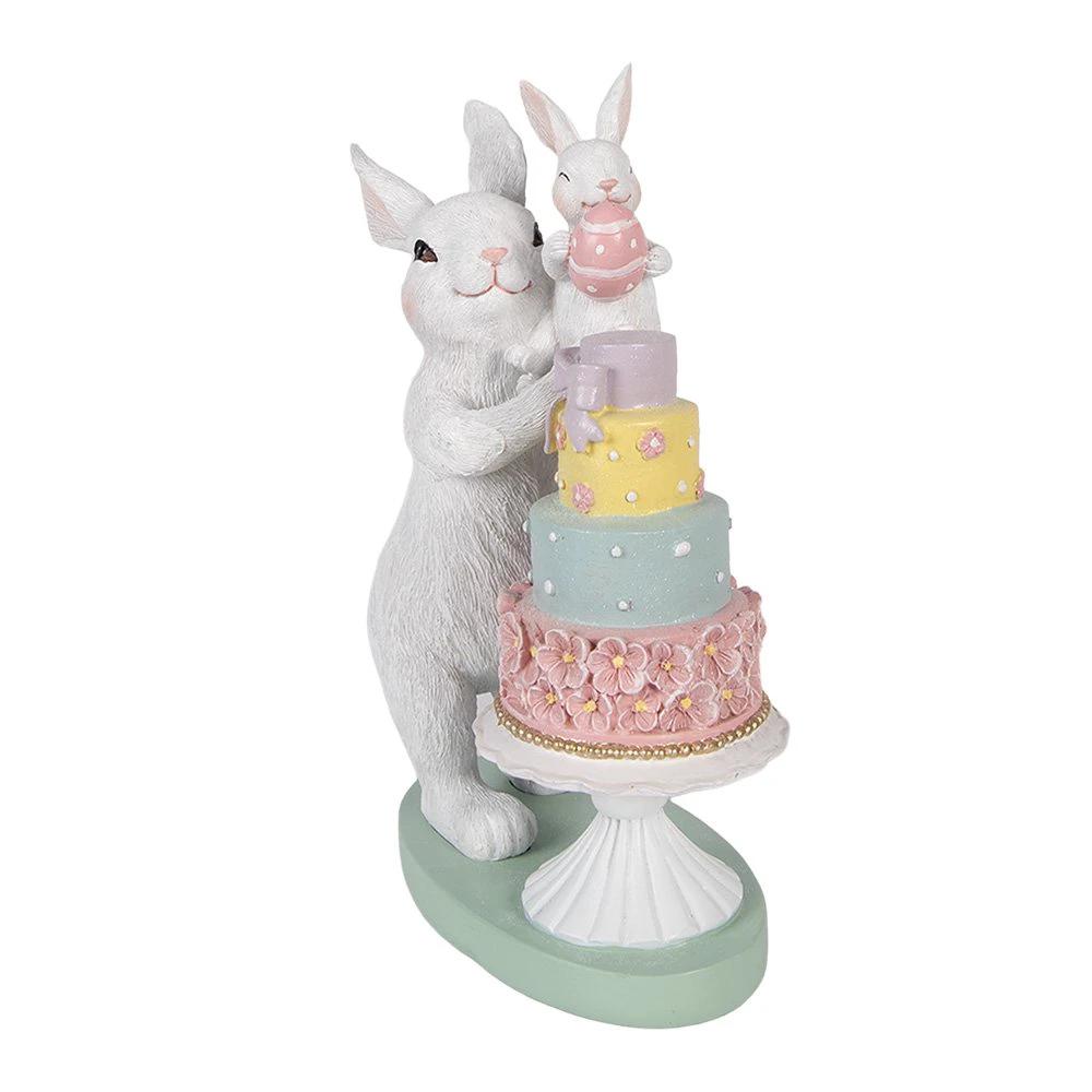 Decoration Statue Rabbit 21x10x27 cm White Plastic by Clayre & Eef.