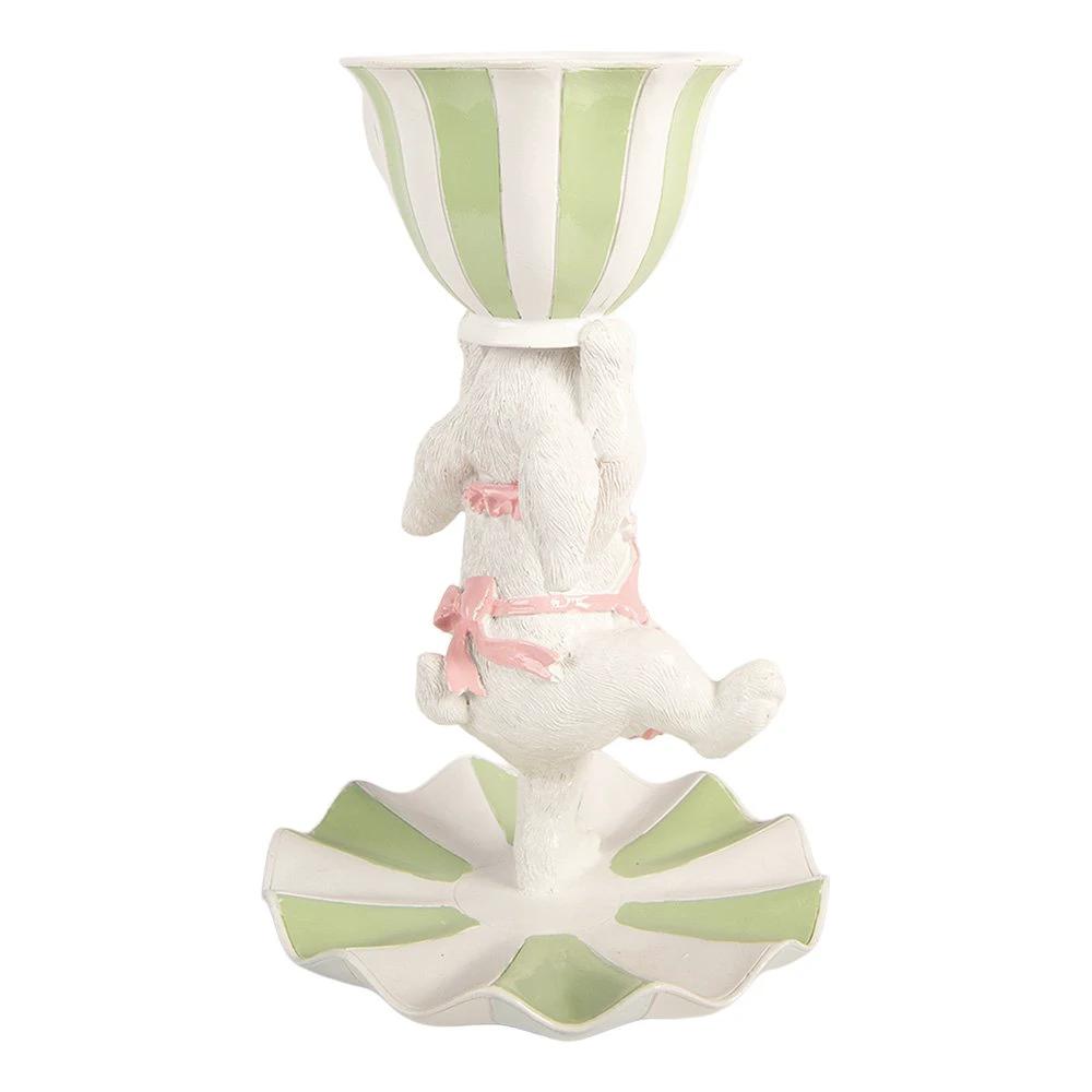 Decoration Statue Rabbit Ø 15x24 cm White Plastic by Clayre & Eef.