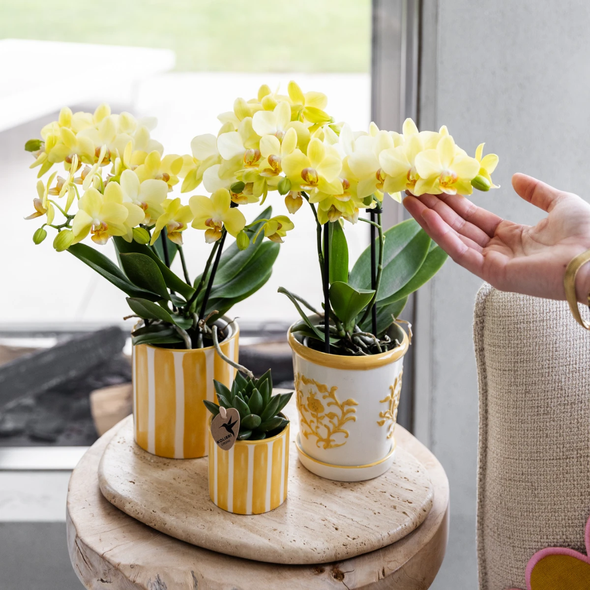 Kolibri Home | Painted stripe - Yellow - Ø9cm by Kolibri Company