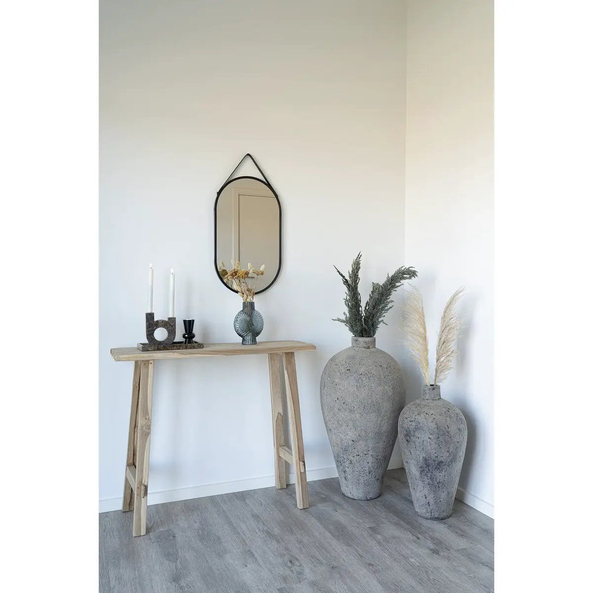 Trapani Mirror - Black, Steel/Artificial Leather, 35x60 cm by EMIRELLE