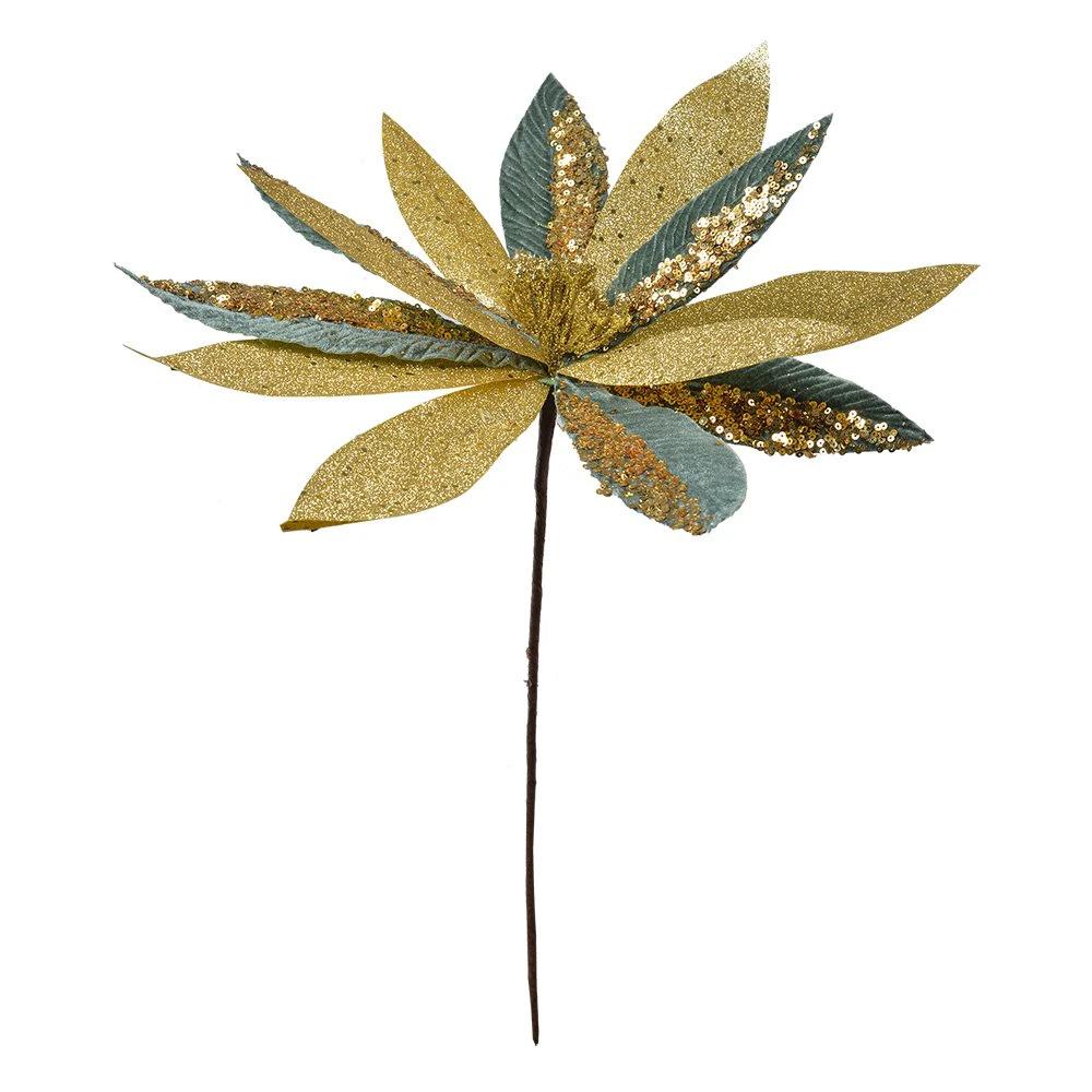 Artificial plant Christmas star Ø 40x47 cm Green Yellow Plastic Christmas decoration by Clayre & Eef.