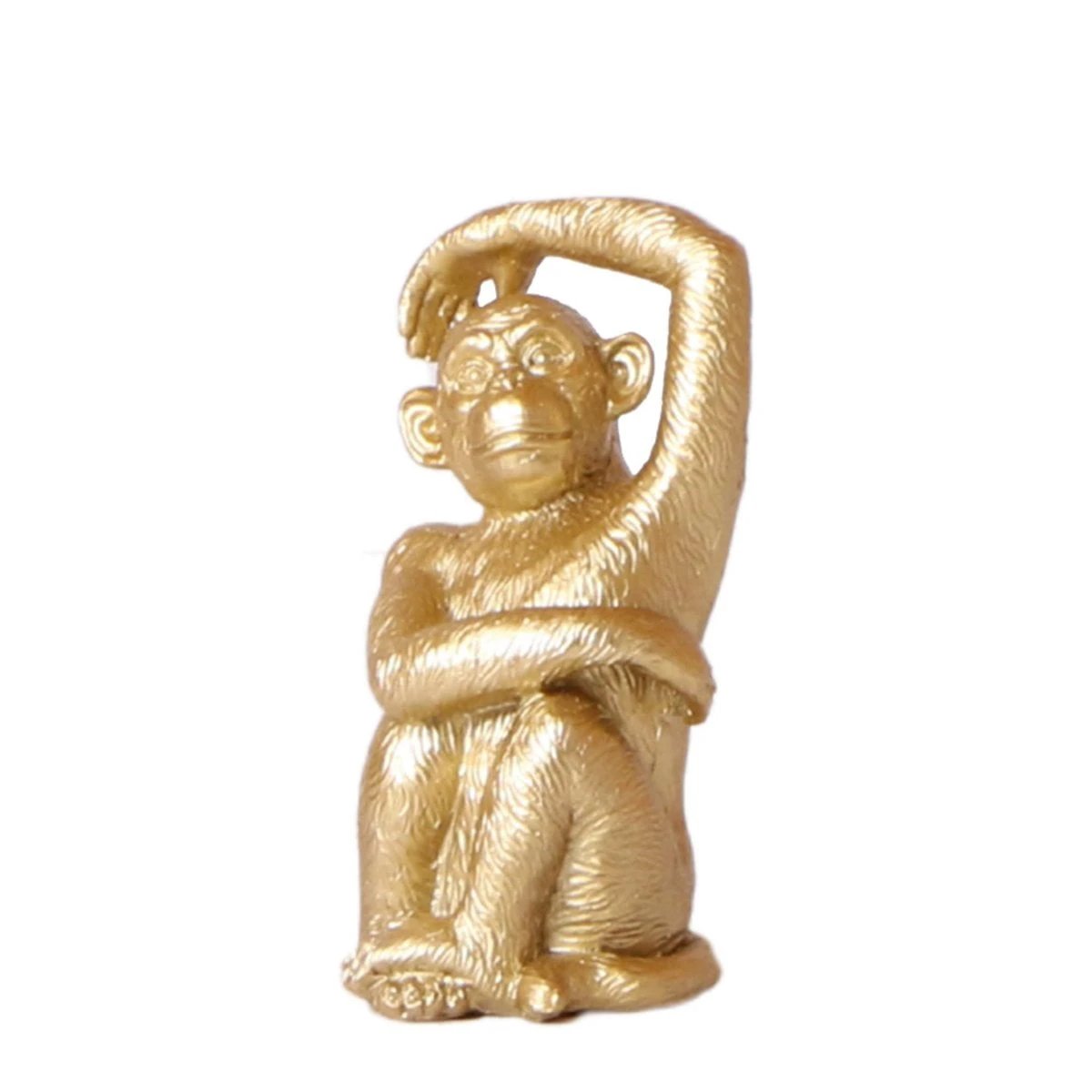 Hummingbird Home | Ornament - Decoration statue Sitting Monkey - Gold by Kolibri Company