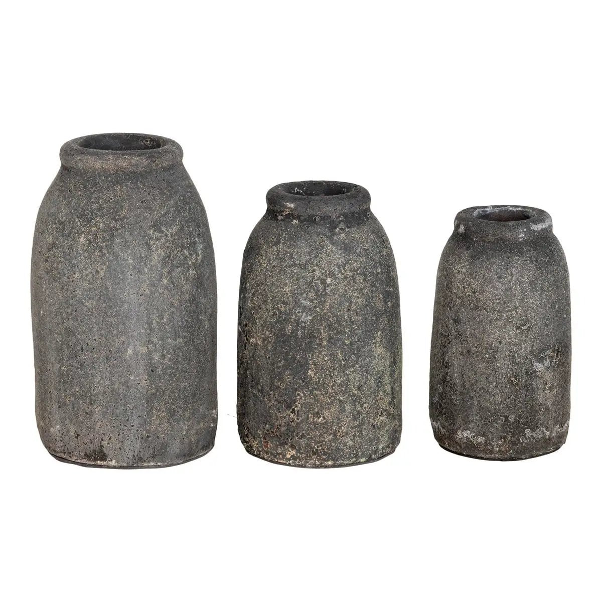 Velas Decoration Vases - Antique Light Grey, Terracotta - Set of 3 by EMIRELLE