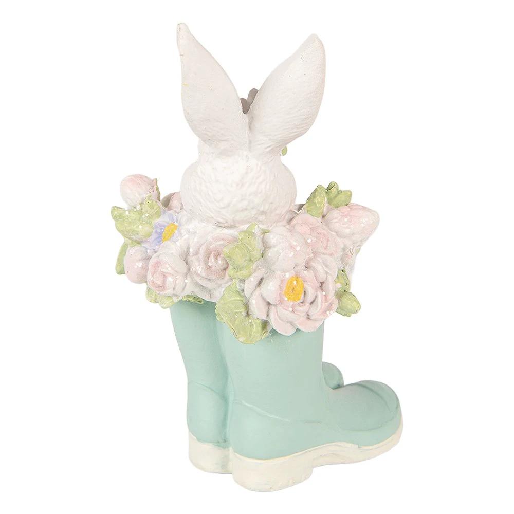 Decoration Statue Rabbit 9x9x15 cm White Plastic by Clayre & Eef.
