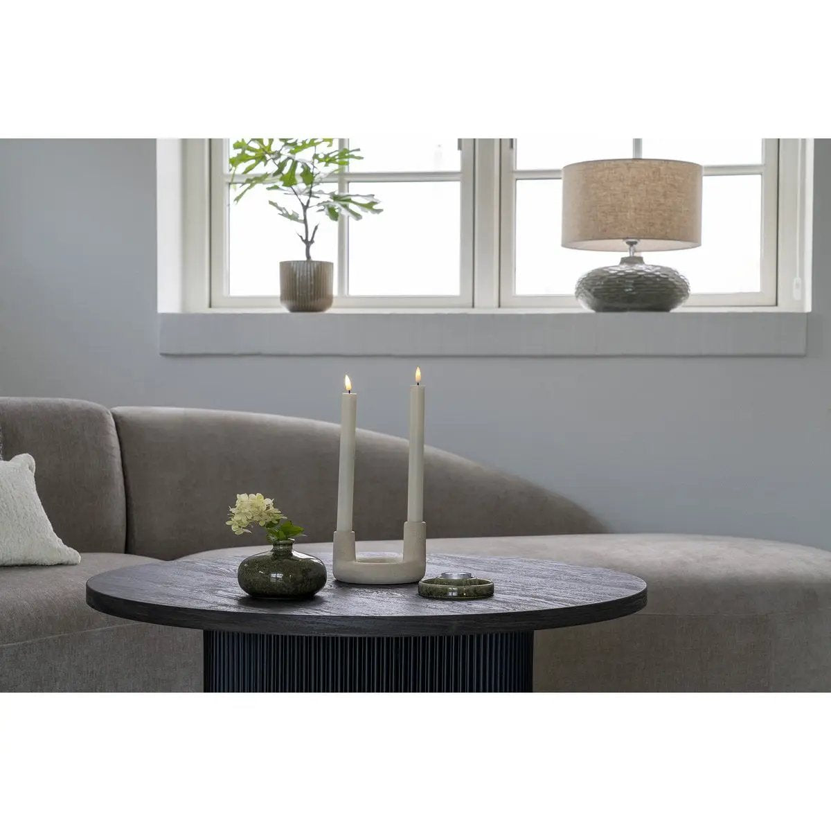 Candle Holder - Ceramic, Beige - Ø13x8.5 cm by EMIRELLE