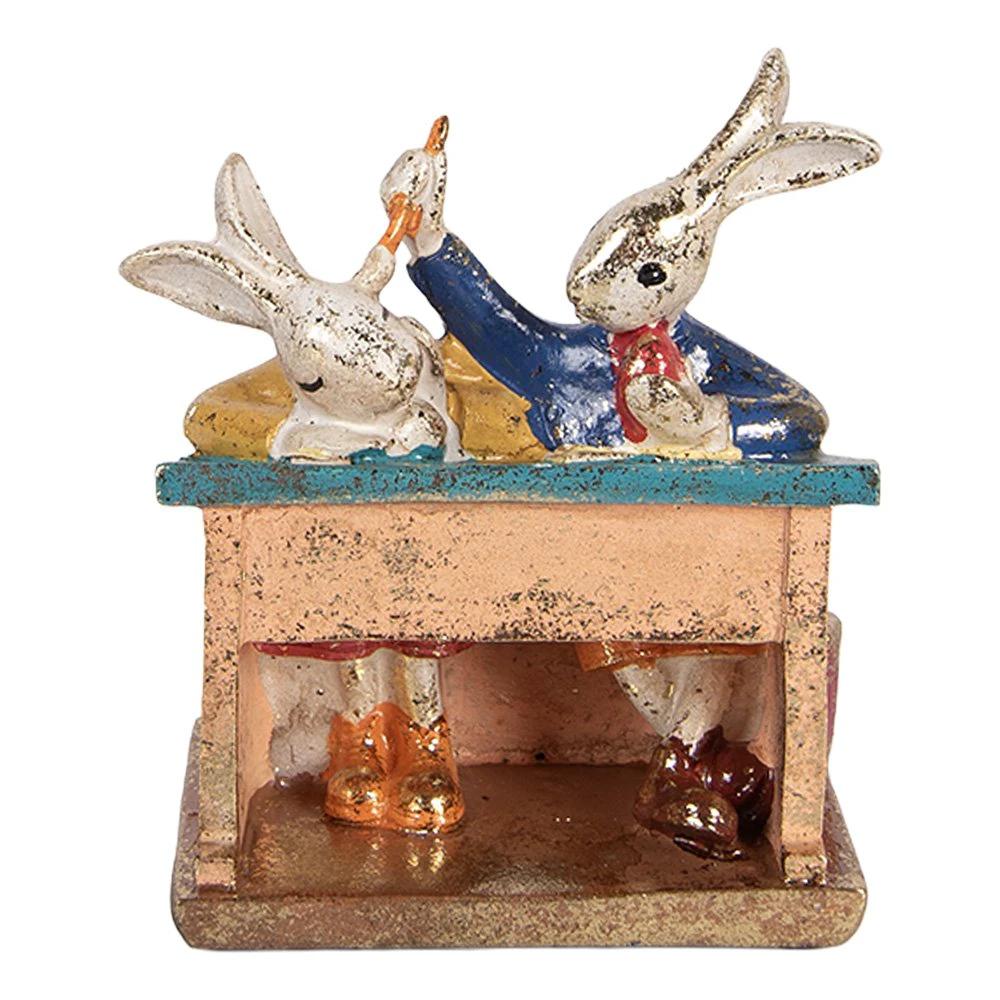 Decoration Statue Rabbit 11x7x11 cm White Plastic by Clayre & Eef.