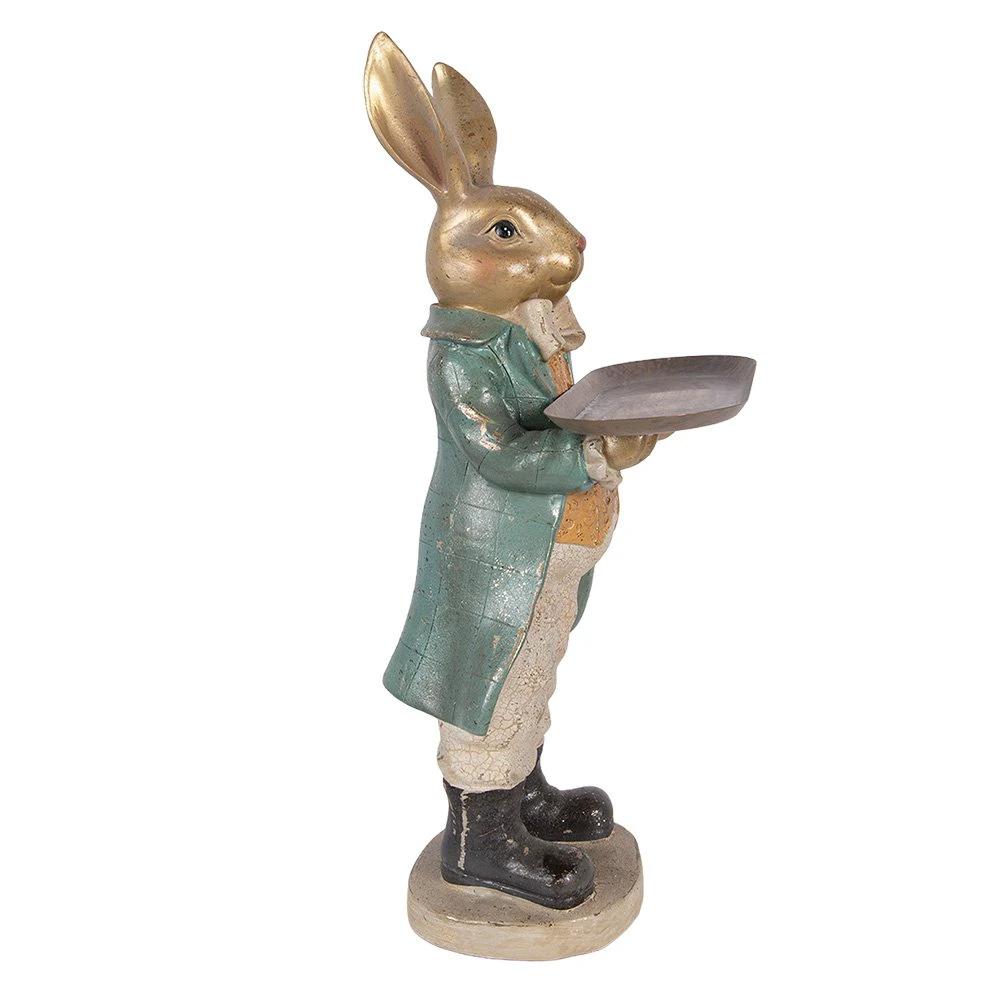 Decoration Statue Rabbit 20x23x46 cm Gold-colored Plastic by Clayre & Eef.