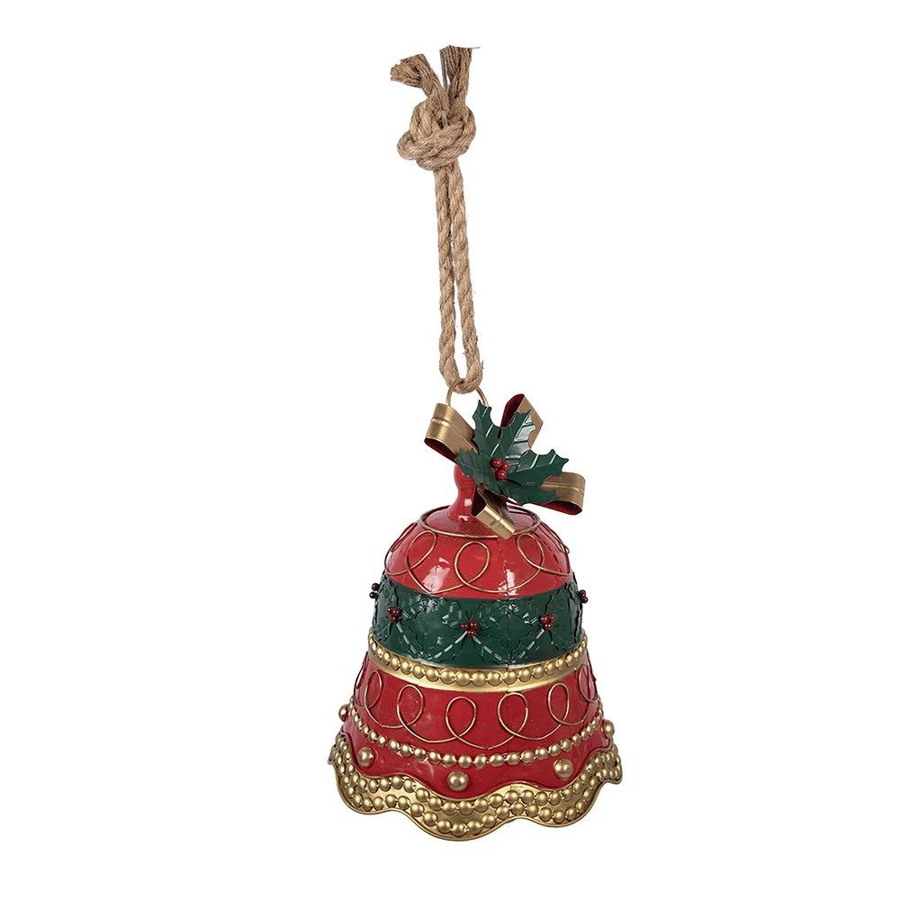 Weihnachtsdekorationsbild Glocke Ø 24x31 cm rotes Metall von Clayre & Eef.