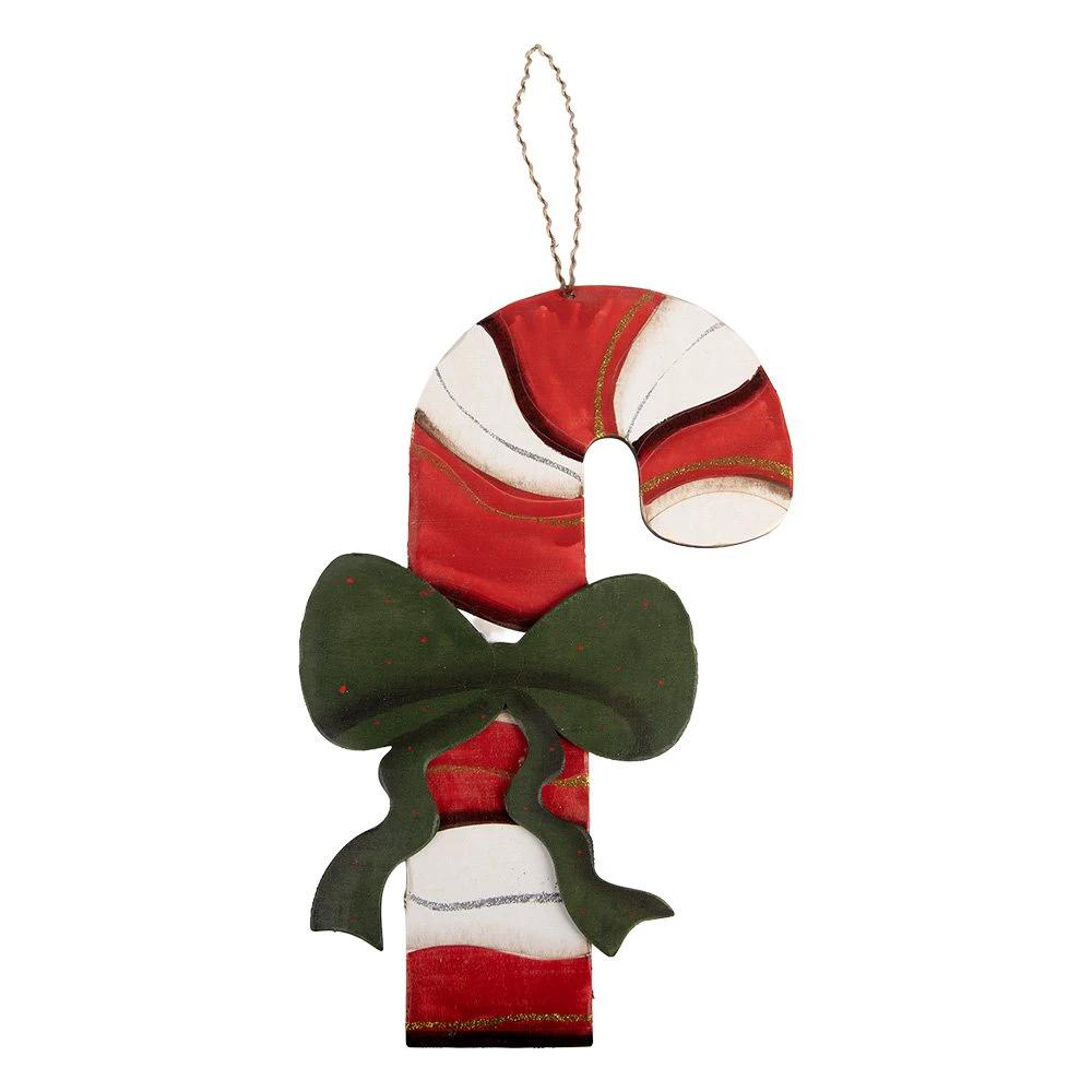 Christmas Hanging Candy Cane 25x1x39 cm Red Wood by Clayre & Eef.