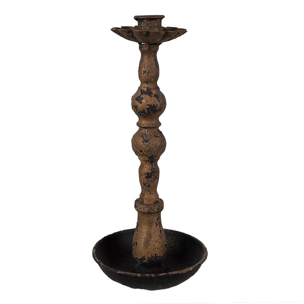 Candlestick 25 cm Black Iron Candle Stand by Clayre & Eef.