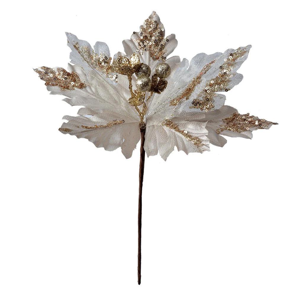 Artificial plant Christmas star Ø 25x34 cm White Plastic Christmas decoration by Clayre & Eef.