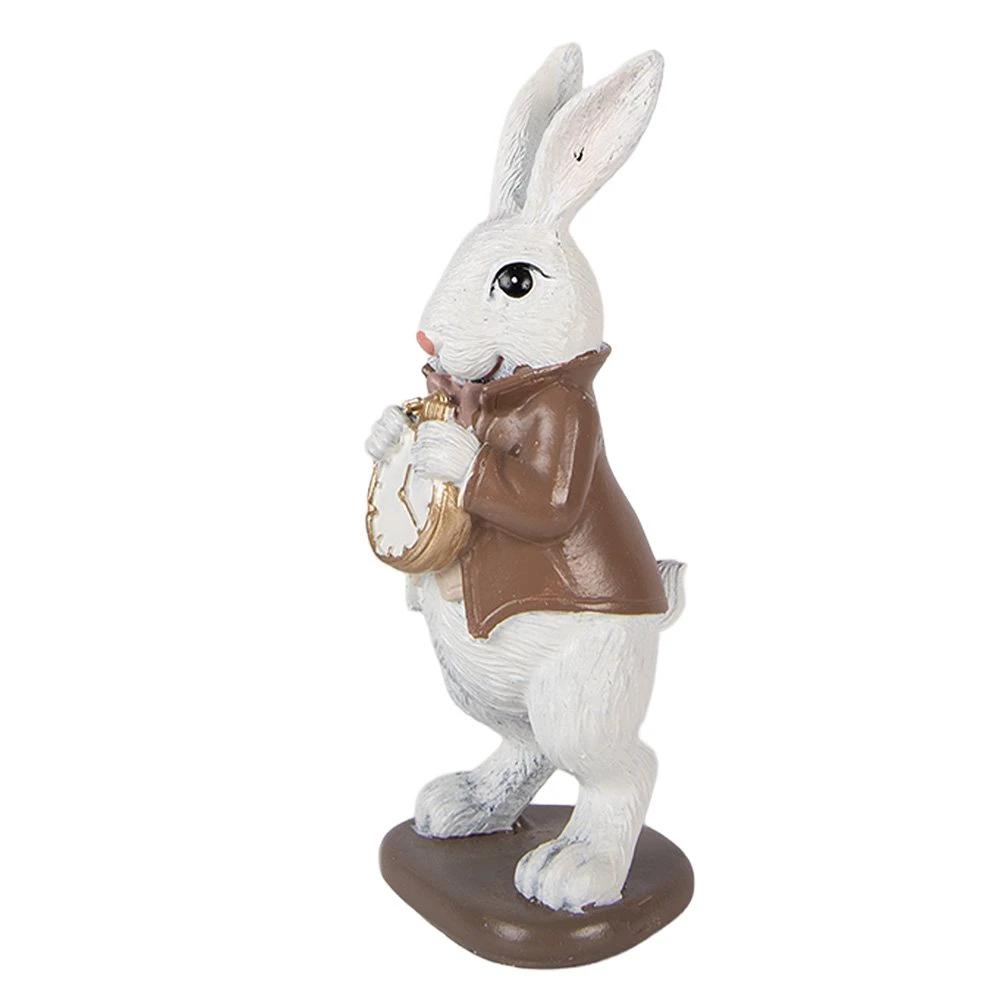 Decoration Statue Rabbit 7x7x16 cm White Plastic by Clayre & Eef.