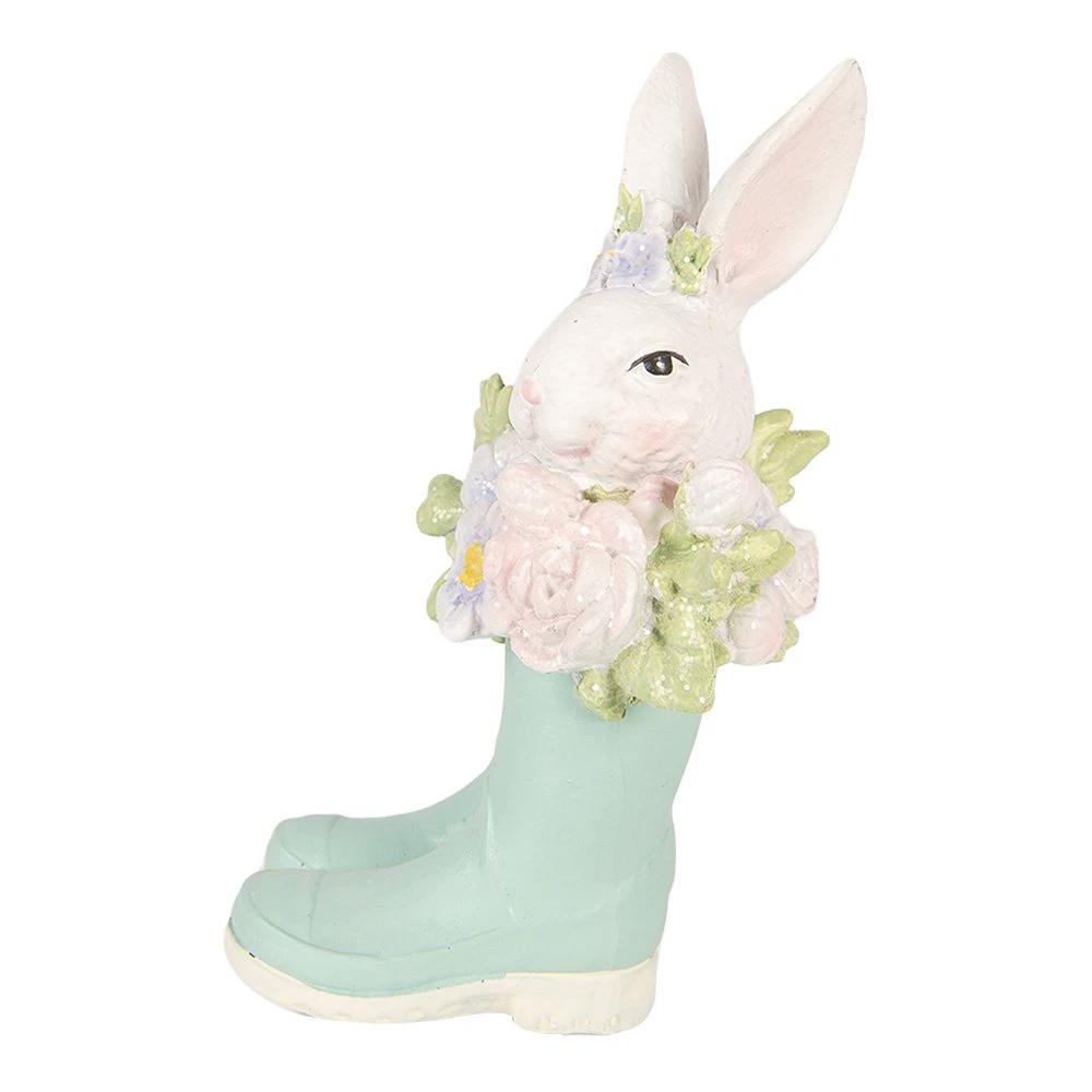 Decoration Statue Rabbit 9x9x15 cm White Plastic by Clayre & Eef.