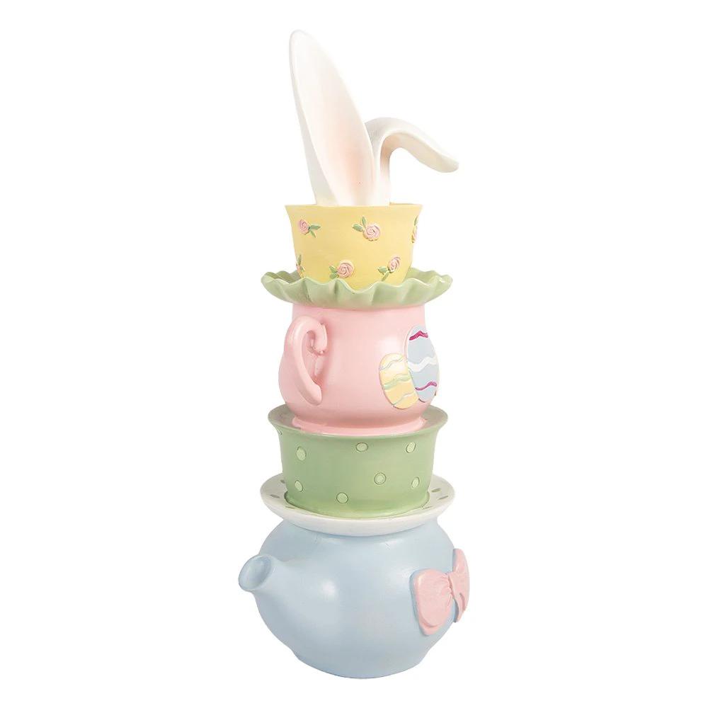 Decoration Statue Rabbit 16x11x29 cm Blue Plastic by Clayre & Eef.
