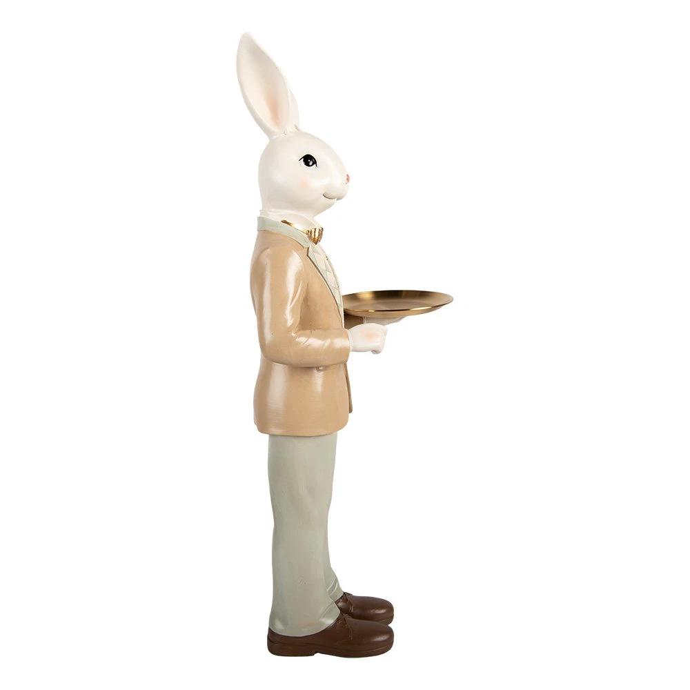Decoration Statue Rabbit 20x20x56 cm White Plastic by Clayre & Eef.